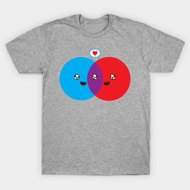 Cute Colorful Valentines Day Venn Diagram T-Shirt by magentasponge